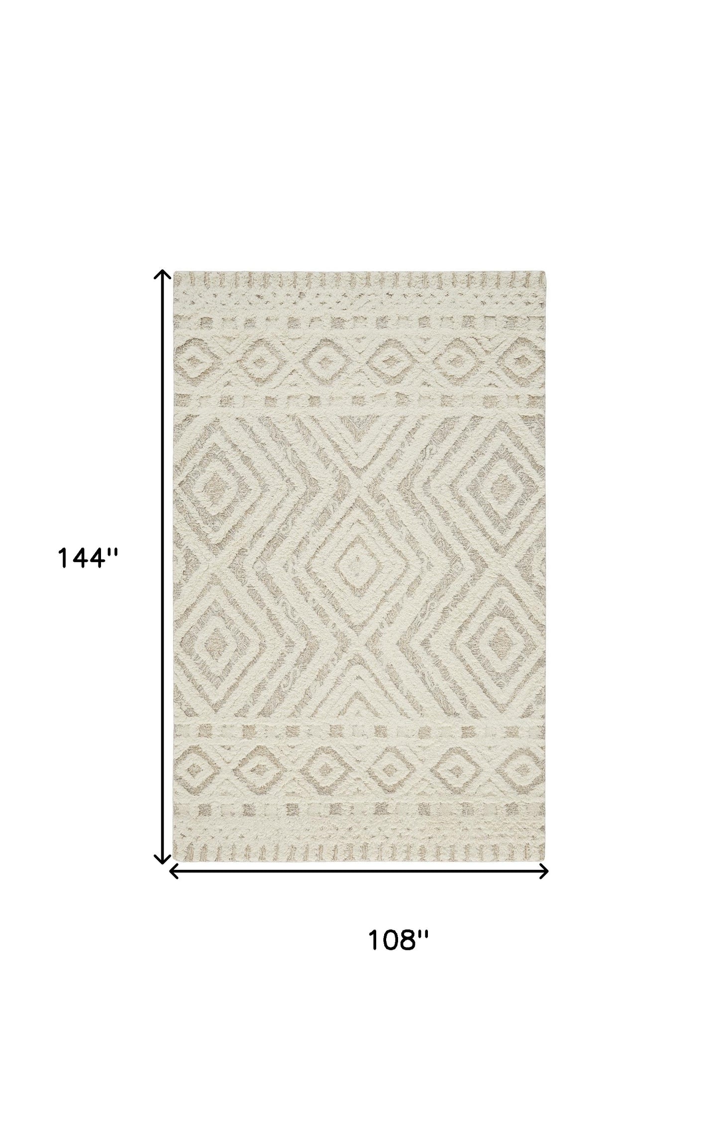 8' X 10' Ivory And Tan Wool Geometric Tufted Handmade Stain Resistant Area Rug