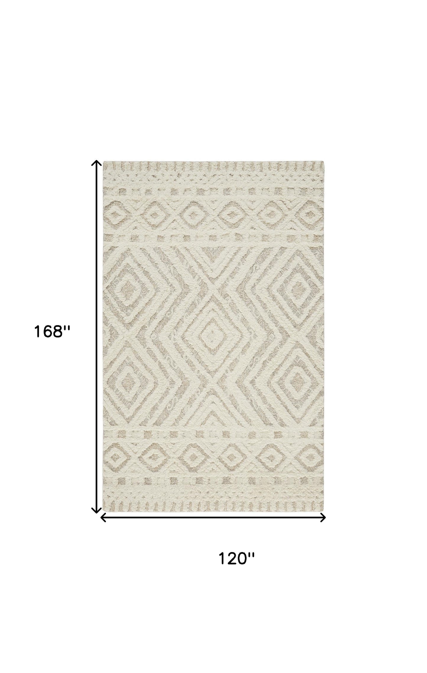 8' X 10' Ivory And Tan Wool Geometric Tufted Handmade Stain Resistant Area Rug