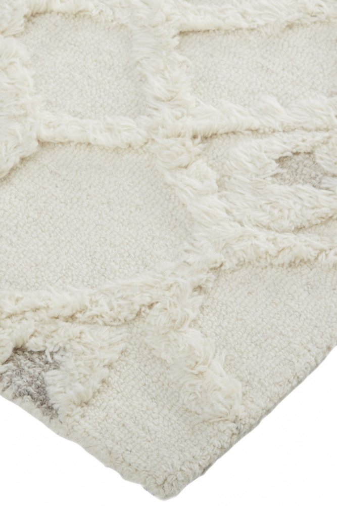 2' X 3' Ivory Taupe And Tan Wool Geometric Tufted Handmade Stain Resistant Area Rug
