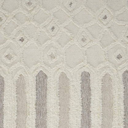 5' X 8' Ivory Taupe And Tan Wool Geometric Tufted Handmade Stain Resistant Area Rug