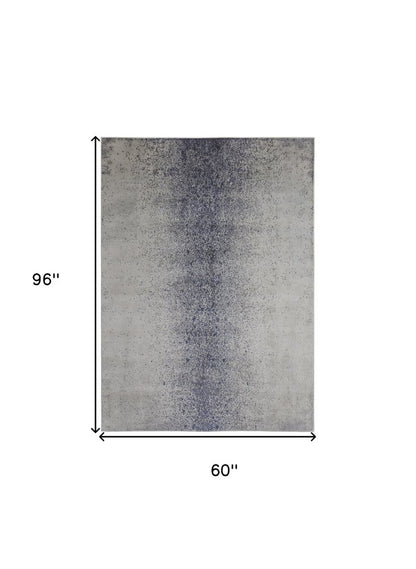 4' X 6' Ivory Black And Gray Abstract Area Rug