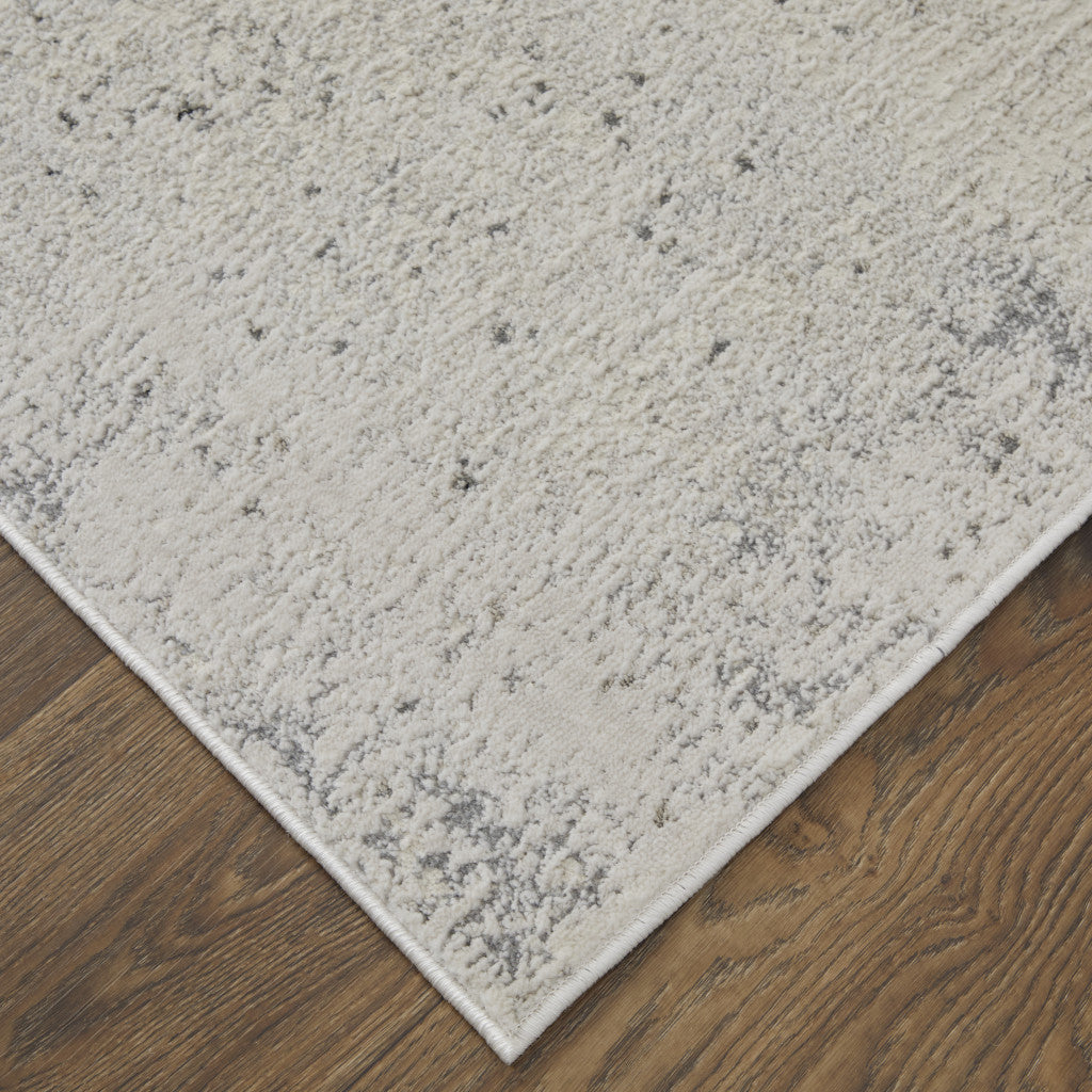 8' X 10' Ivory Black and Gray Abstract Area Rug