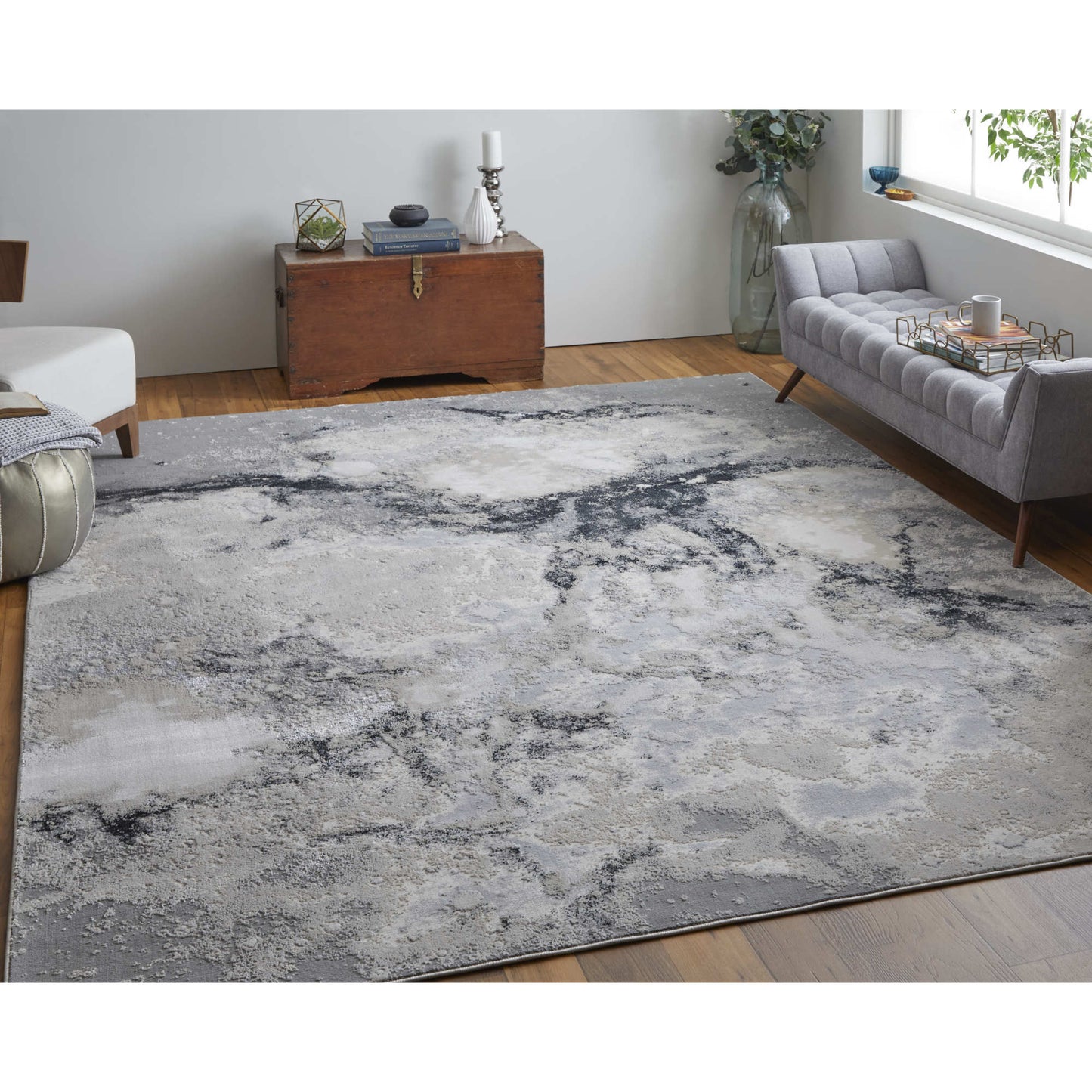 8' x 10' Gray Abstract Area Rug