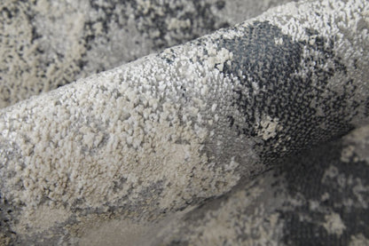 12' X 15' Ivory Gray And Black Abstract Power Loom Area Rug