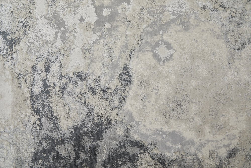 12' X 15' Ivory Gray And Black Abstract Power Loom Area Rug