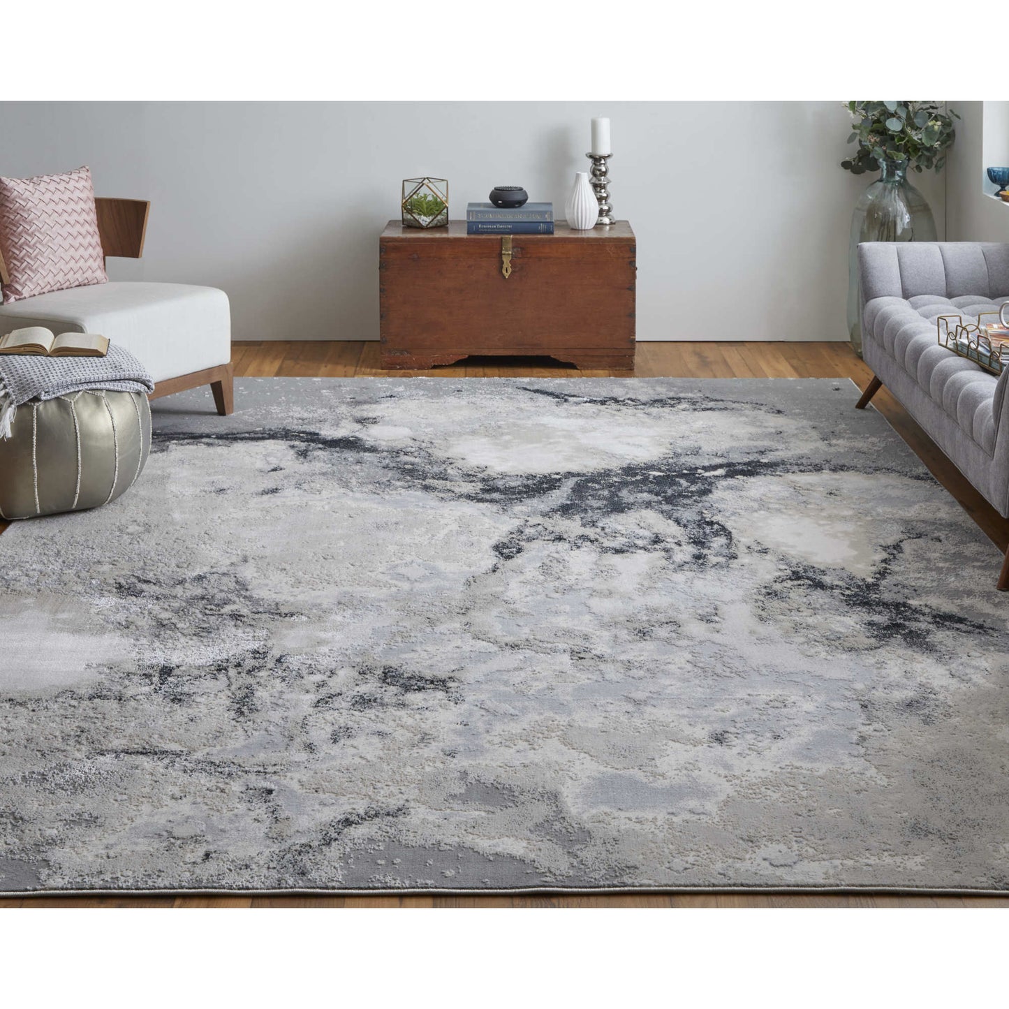 8' x 10' Gray Abstract Area Rug