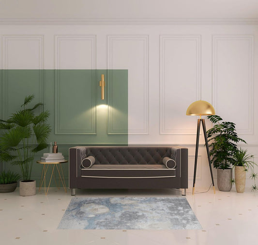 4' X 6' Ivory Blue And Gray Abstract Area Rug