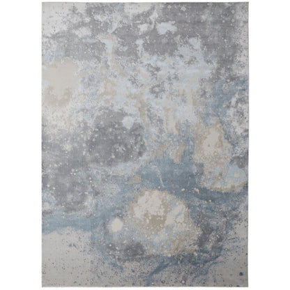 2' X 3' Ivory Blue And Gray Abstract Area Rug