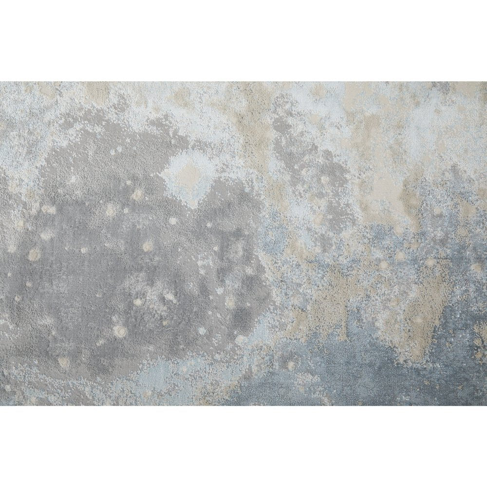 2' X 3' Ivory Blue And Gray Abstract Area Rug