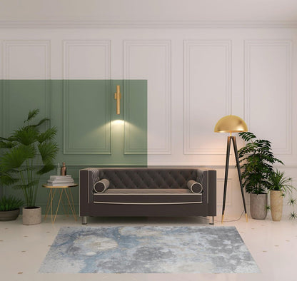 2' X 3' Ivory Blue And Gray Abstract Area Rug