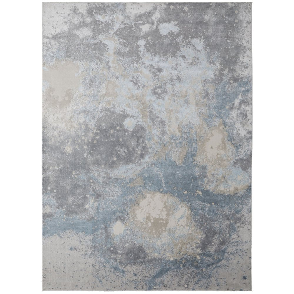 2' X 3' Ivory Blue And Gray Abstract Area Rug