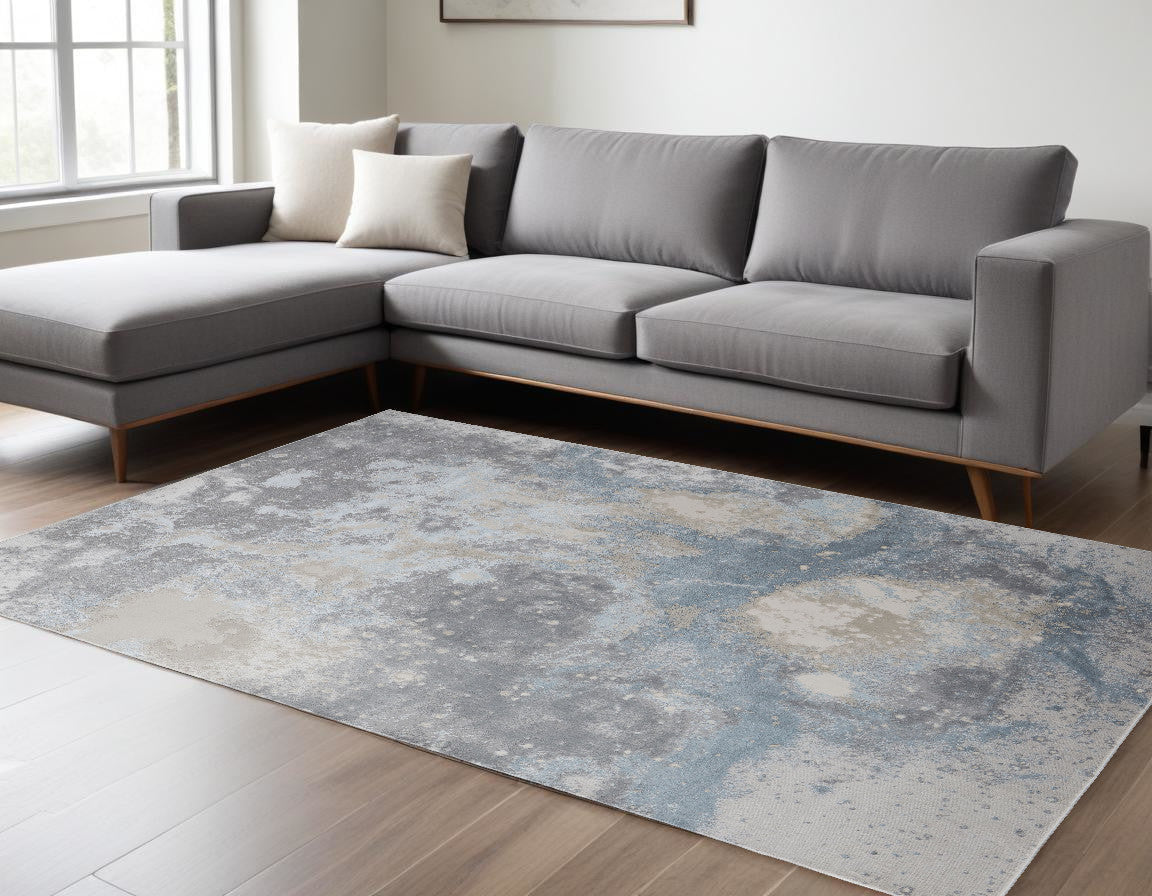 5' X 8' Blue Abstract Area Rug