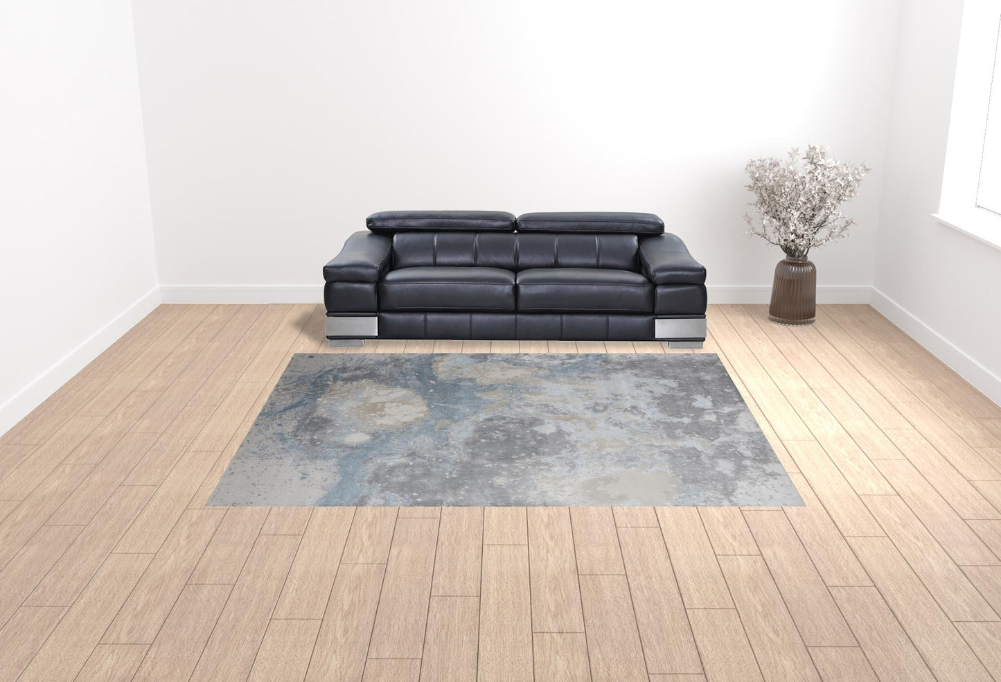 5' X 8' Blue Abstract Area Rug