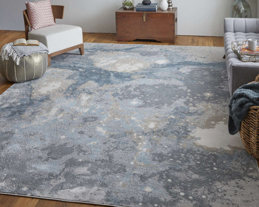 5' X 8' Blue Abstract Area Rug