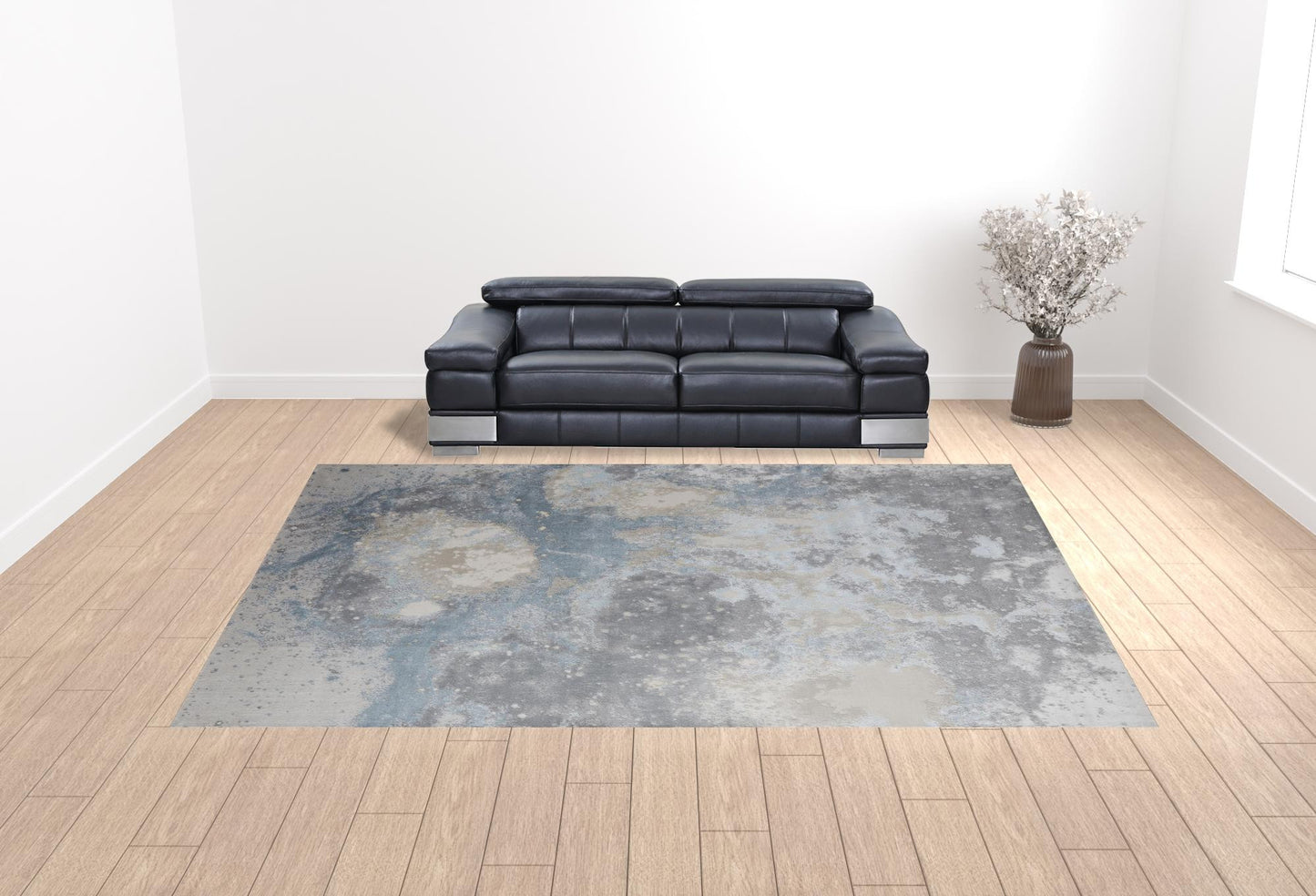 5' X 8' Blue Abstract Area Rug