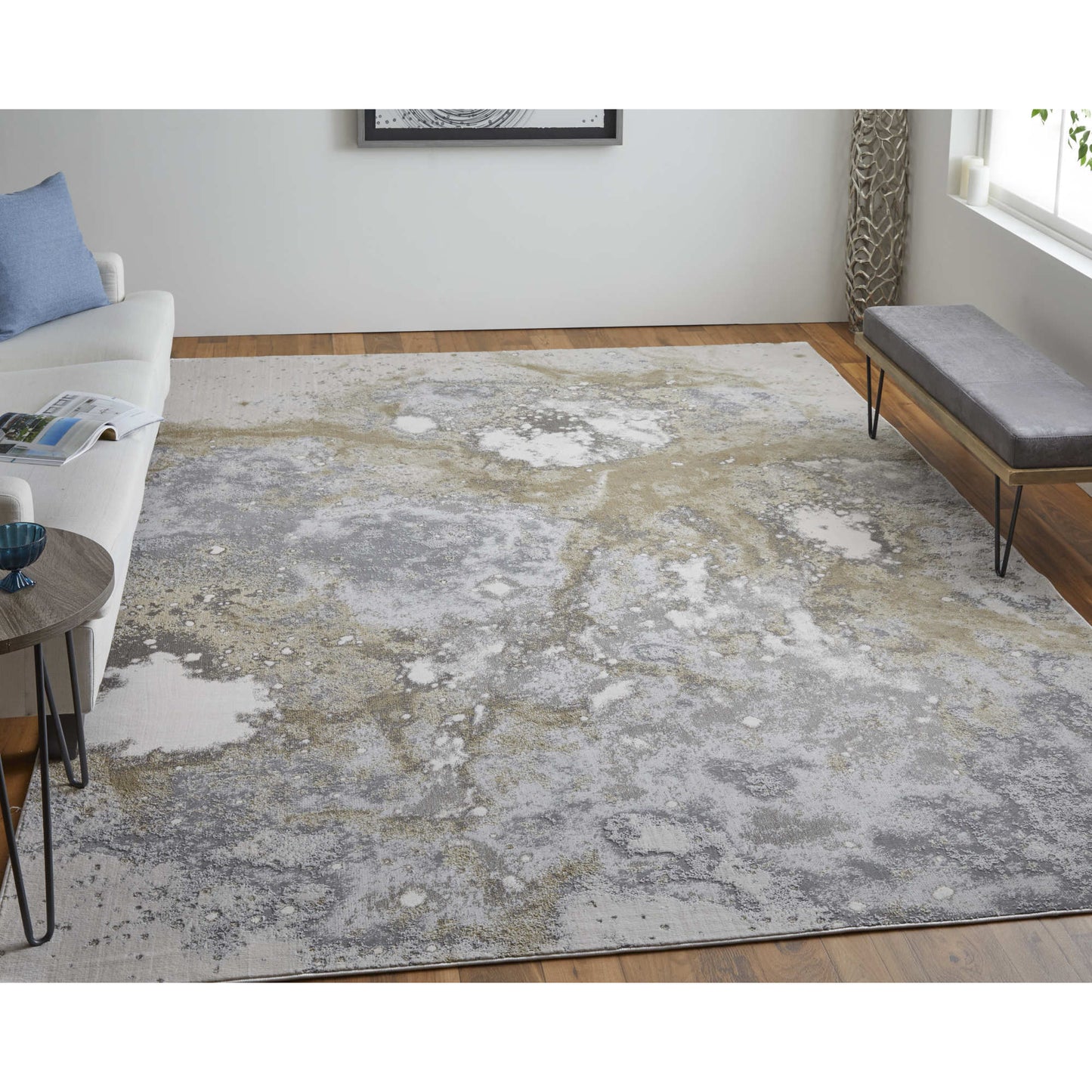 5' X 8' Blue Abstract Area Rug