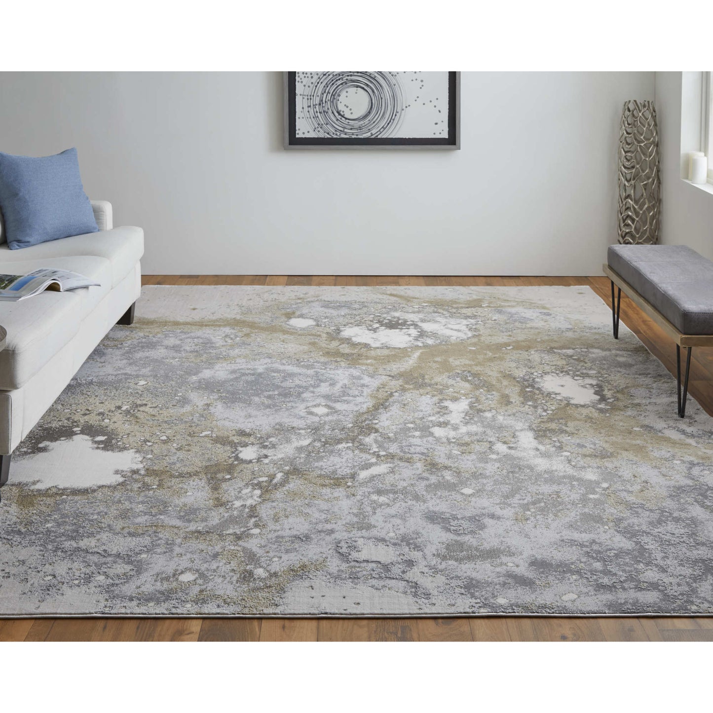 5' X 8' Blue Abstract Area Rug