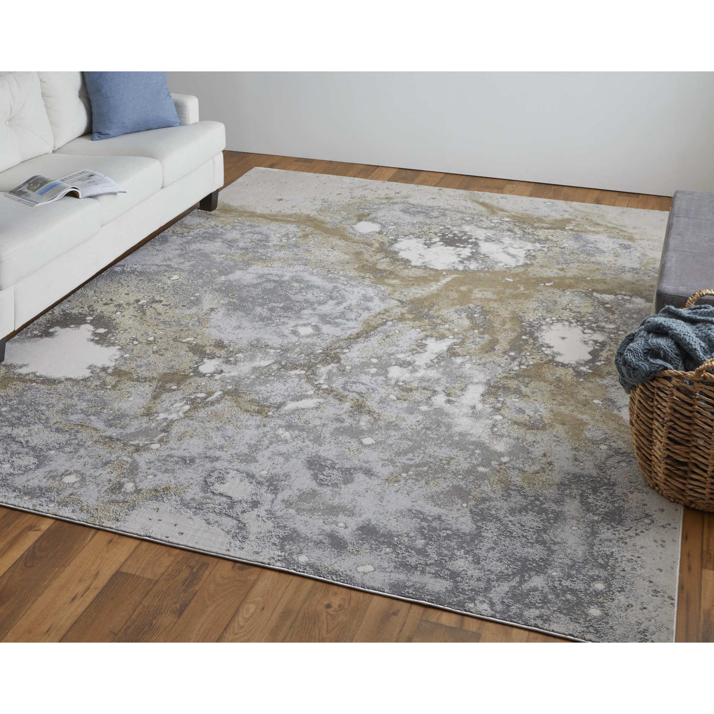 5' X 8' Blue Abstract Area Rug