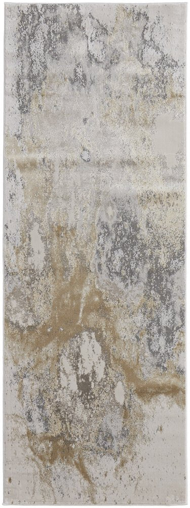 2' X 3' Ivory Blue And Gray Abstract Area Rug