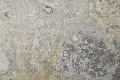 2' X 3' Ivory Blue And Gray Abstract Area Rug