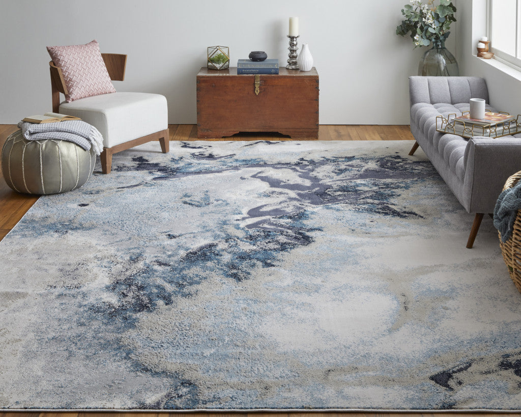 5' X 8' Blue Abstract Area Rug