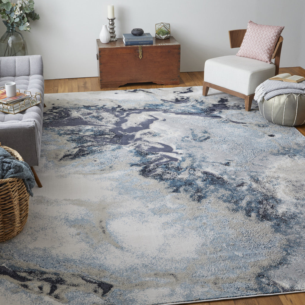 5' X 8' Blue Abstract Area Rug