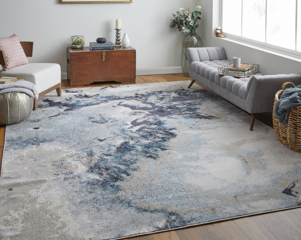 4' X 6' Blue Abstract Area Rug