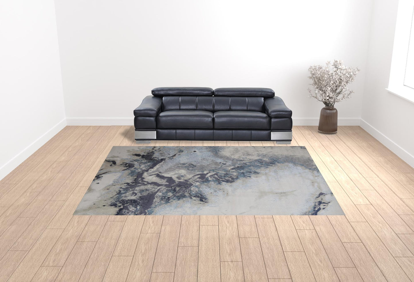 5' X 8' Blue Abstract Area Rug