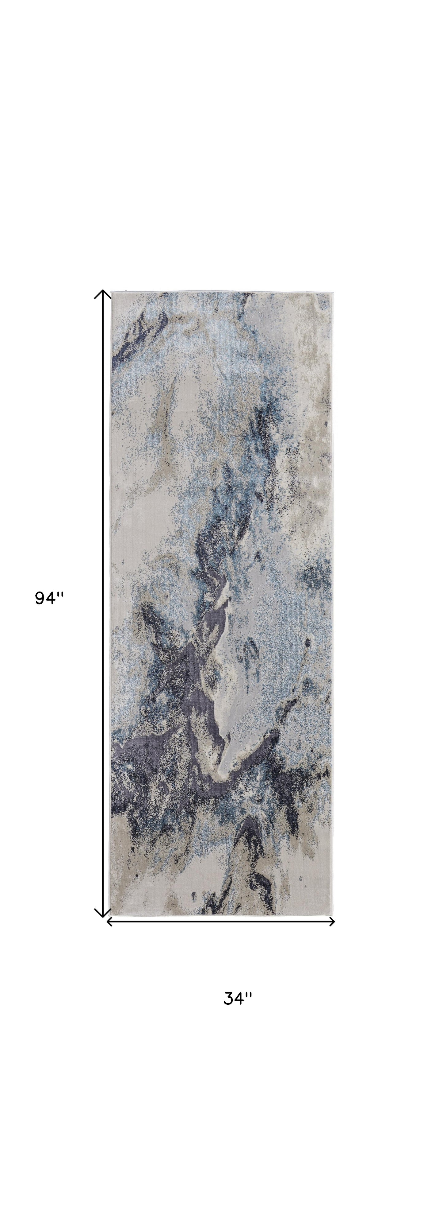 4' X 6' Blue Abstract Area Rug