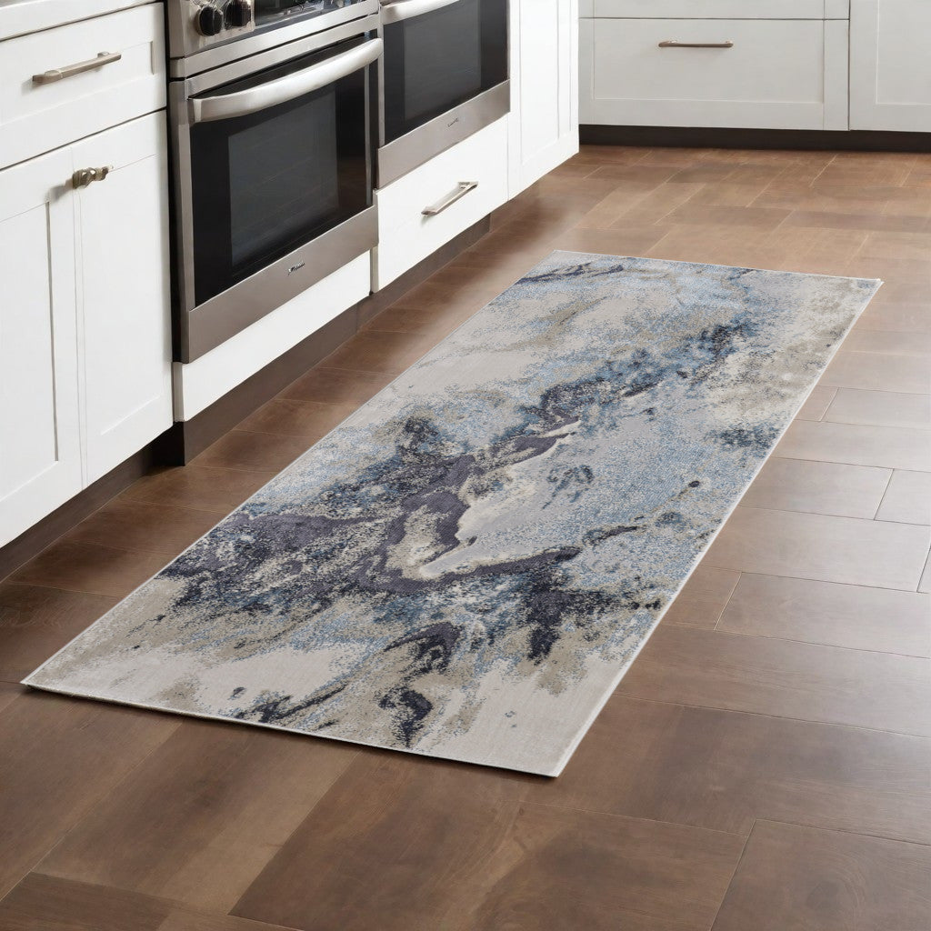 4' X 6' Blue Abstract Area Rug