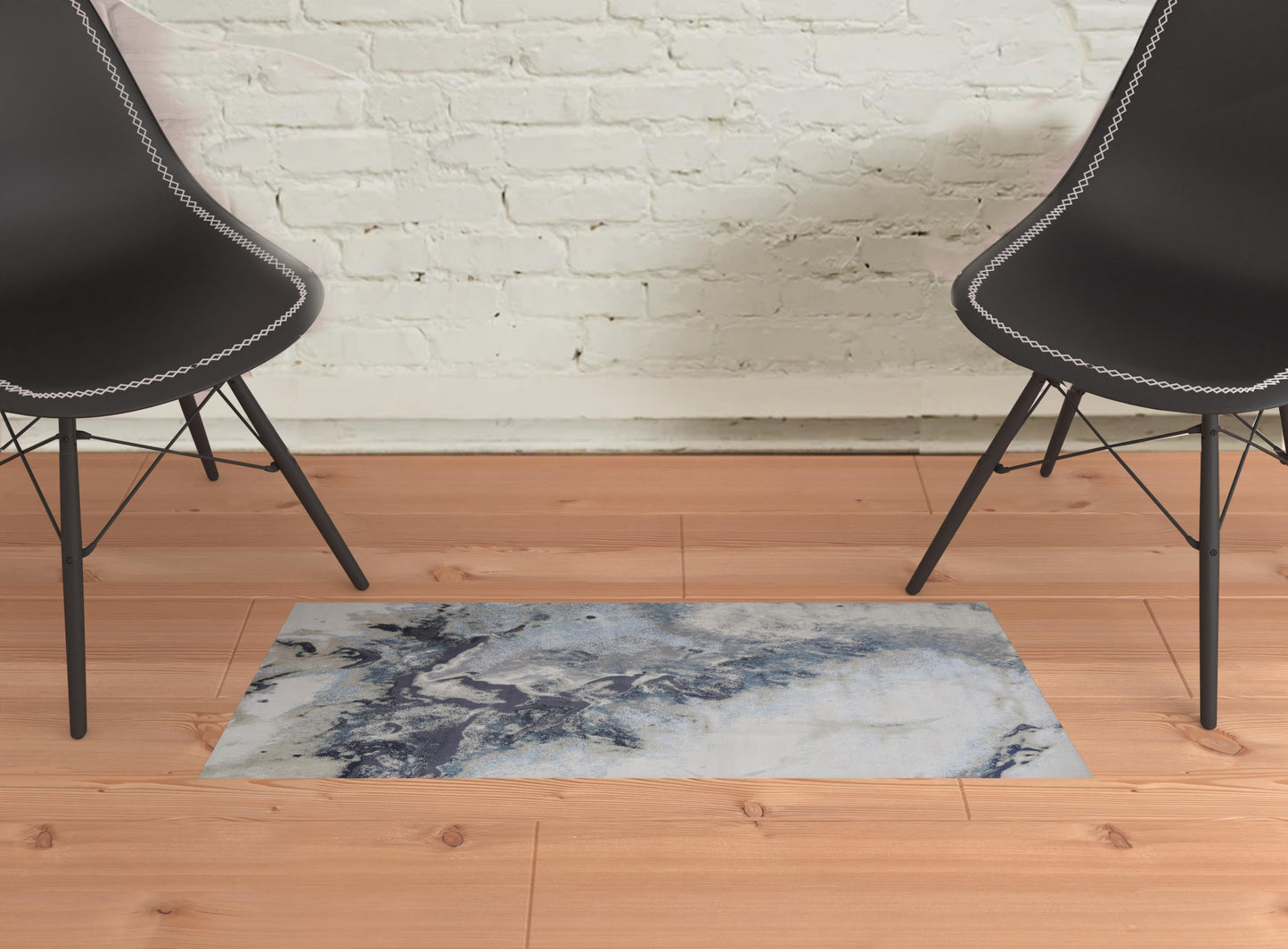 5' X 8' Blue Abstract Area Rug