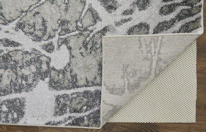 4' X 6' Gray and Ivory Abstract Power Loom Non Skid Area Rug