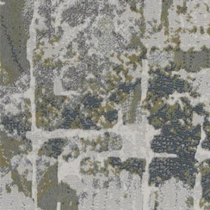 5' X 8' Green Gray And Ivory Abstract Distressed Stain Resistant Area Rug