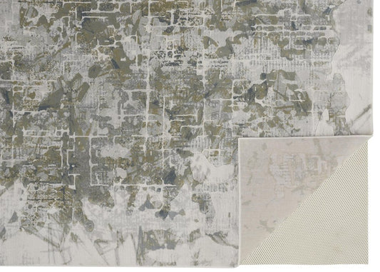 8' X 10' Gray and Ivory Abstract Distressed Non Skid Area Rug