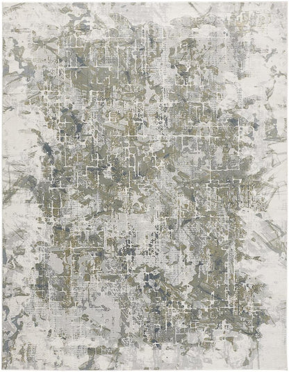 8' X 10' Gray and Ivory Abstract Distressed Non Skid Area Rug