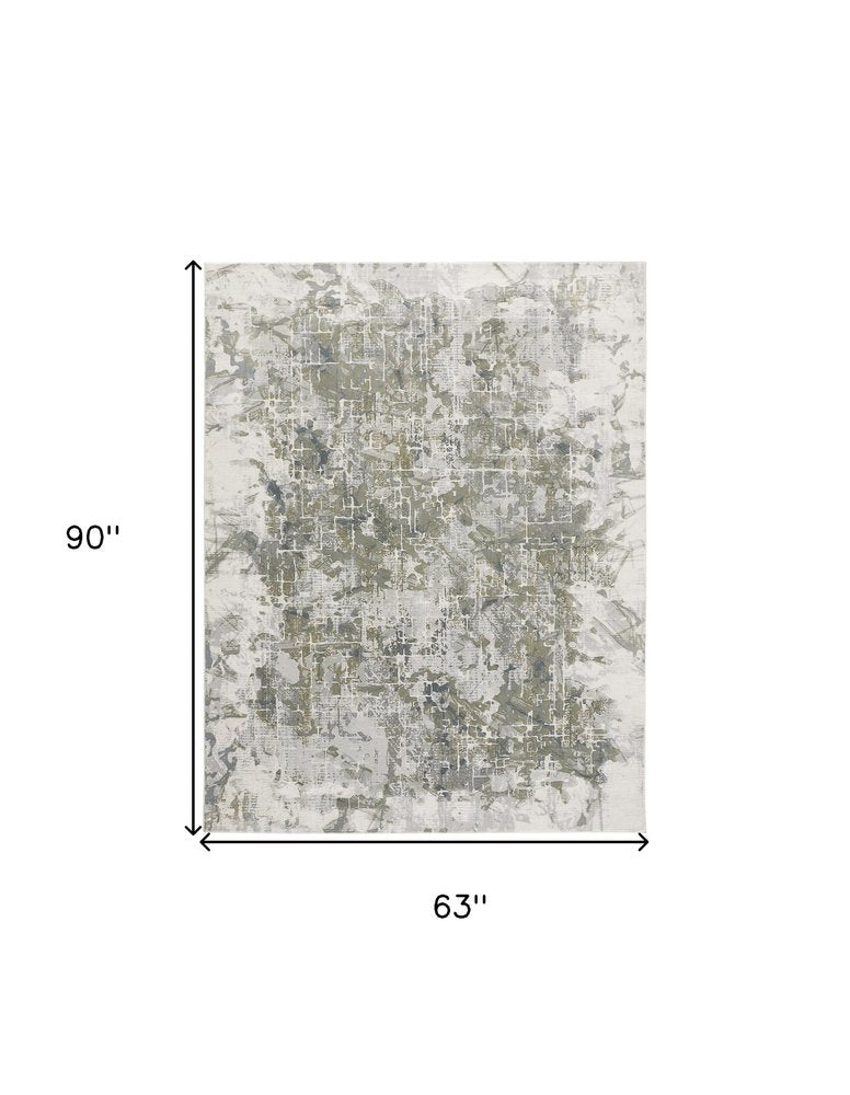 8' X 10' Gray and Ivory Abstract Distressed Non Skid Area Rug
