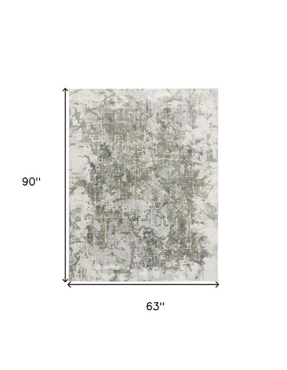 8' X 10' Gray and Ivory Abstract Distressed Non Skid Area Rug