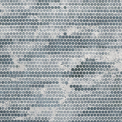 8' X 10' Blue And Gray Polka Dots Distressed Stain Resistant Area Rug