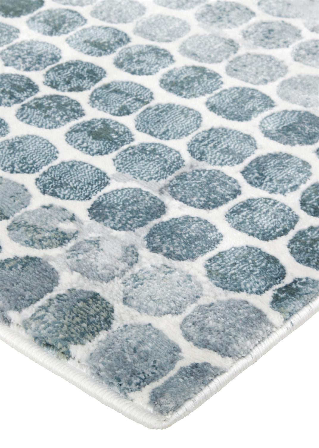 5' X 8' Blue And Gray Polka Dots Distressed Stain Resistant Area Rug