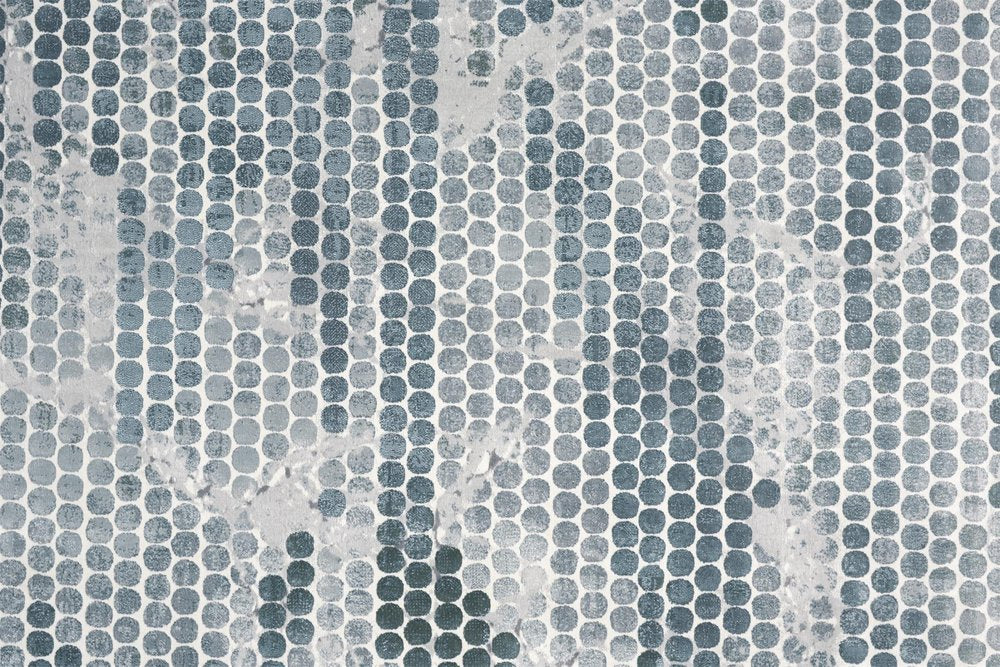 2' X 3' Blue And Gray Polka Dots Distressed Stain Resistant Area Rug