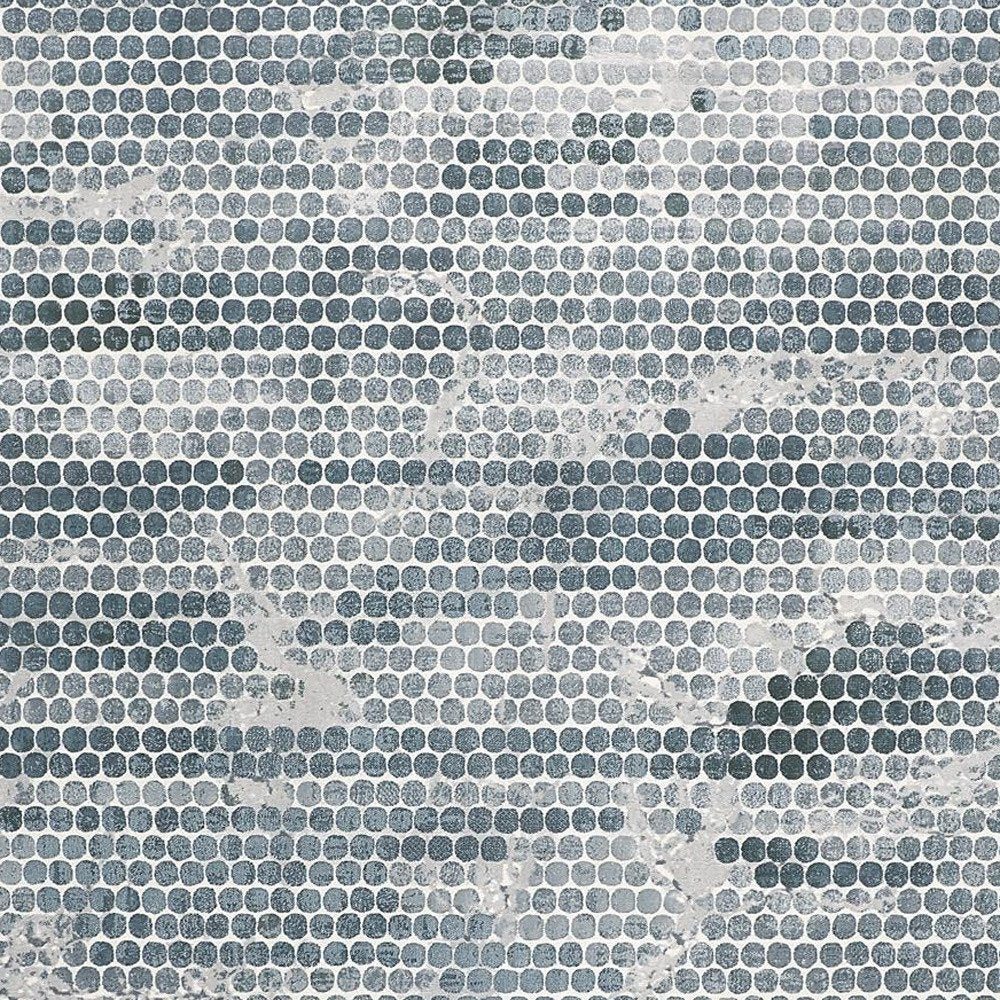 3' X 5' Blue And Gray Polka Dots Distressed Stain Resistant Area Rug