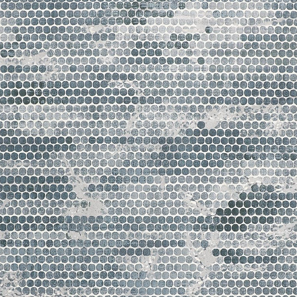 3' X 5' Blue And Gray Polka Dots Distressed Stain Resistant Area Rug