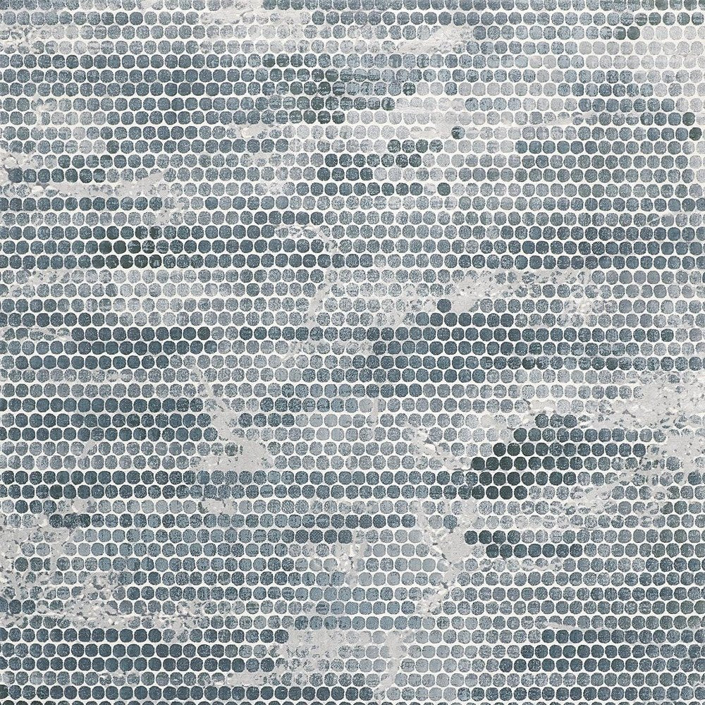 8' X 10' Blue And Gray Polka Dots Distressed Stain Resistant Area Rug