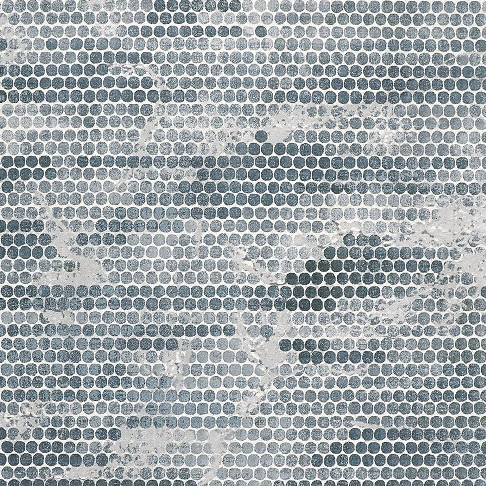 3' X 5' Blue And Gray Polka Dots Distressed Stain Resistant Area Rug