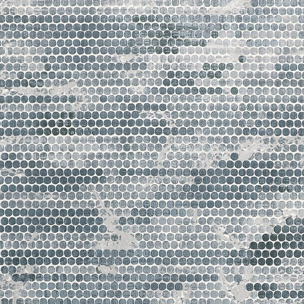 3' X 5' Blue And Gray Polka Dots Distressed Stain Resistant Area Rug