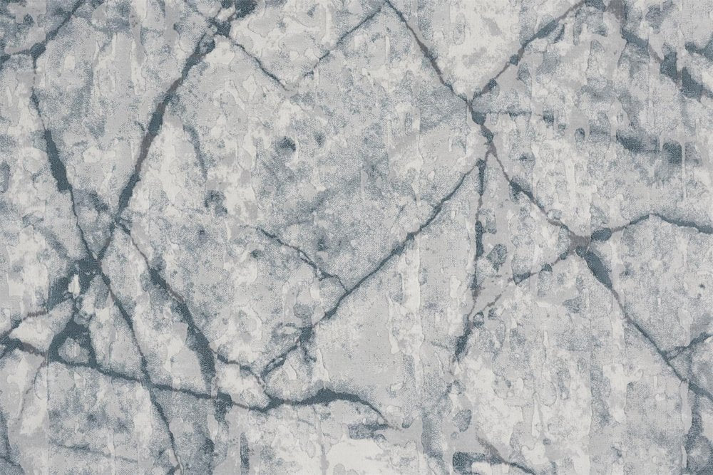10' X 13' Blue Gray And Ivory Abstract Distressed Stain Resistant Area Rug
