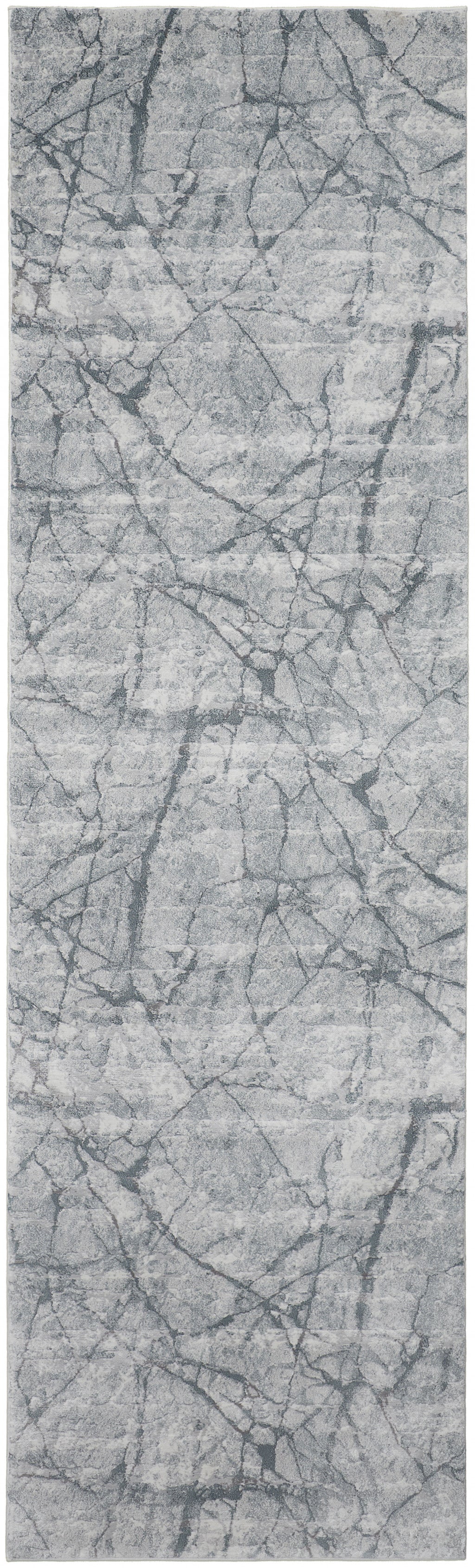 3' X 5' Blue Gray And Ivory Abstract Distressed Stain Resistant Area Rug