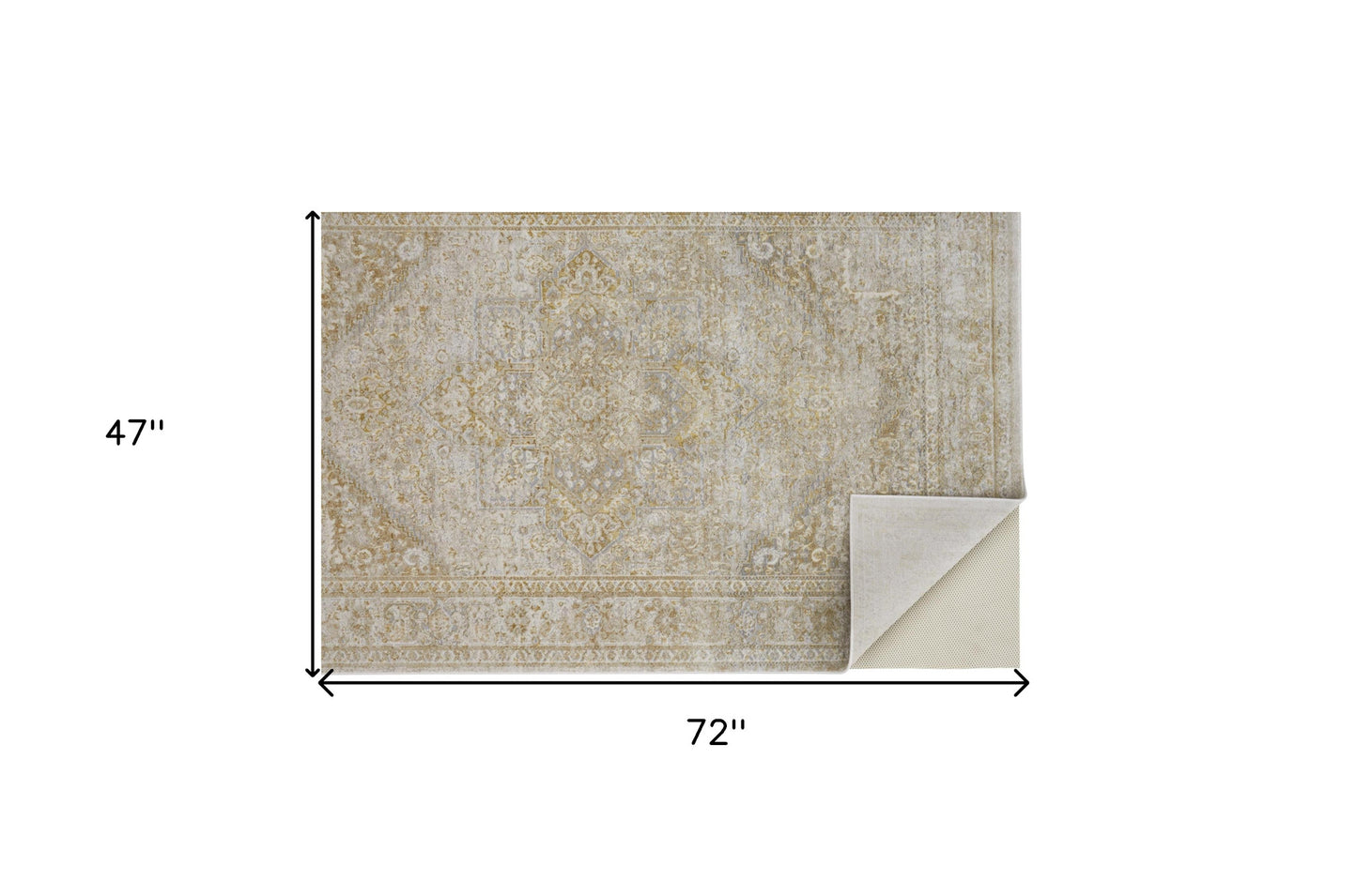 4' X 6' Ivory And Gold Floral Area Rug