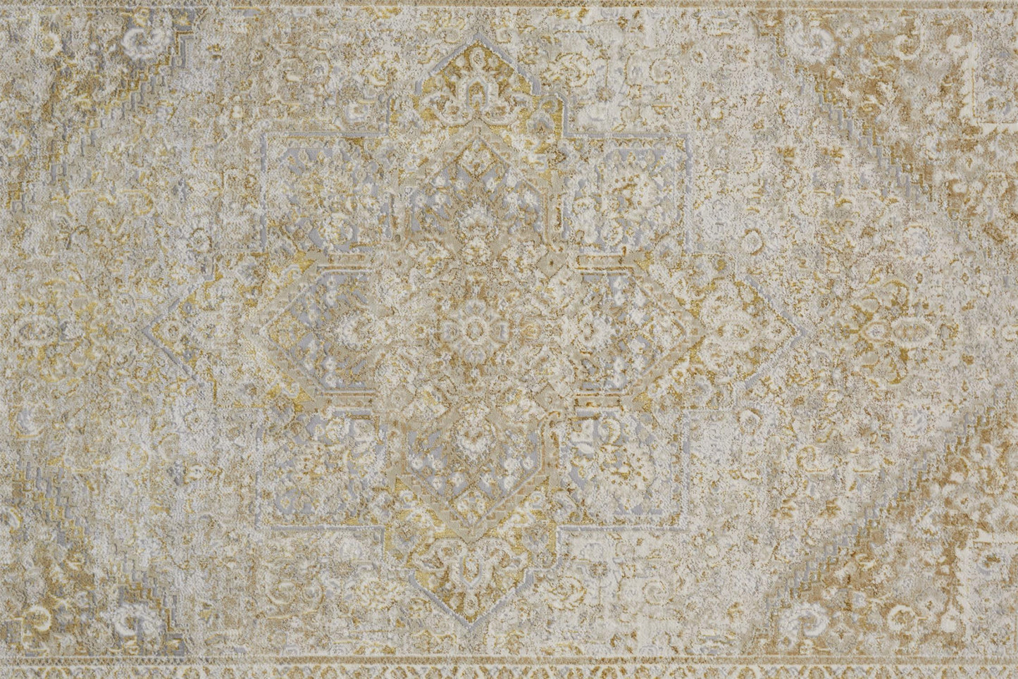 4' X 6' Gold and Ivory Floral Non Skid Area Rug