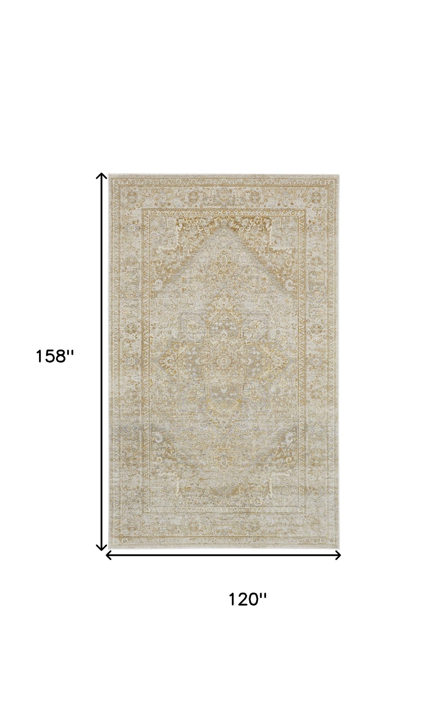 4' X 6' Ivory And Gold Floral Area Rug